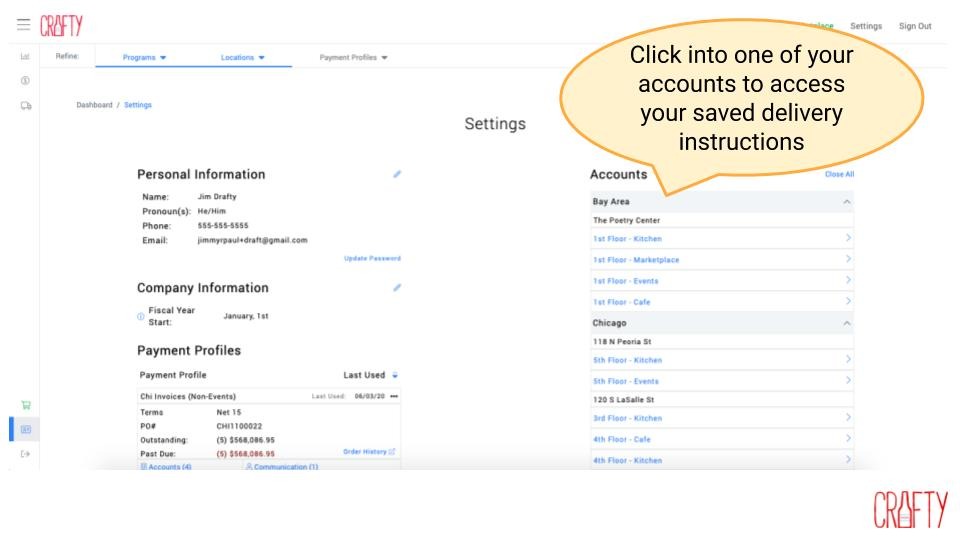 Adding or Updating Special Delivery Instructions